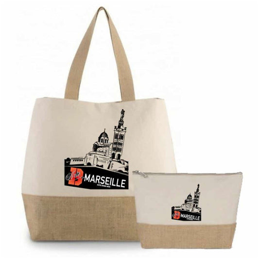 Sac en toile de jute avec une seconde pochette en toile